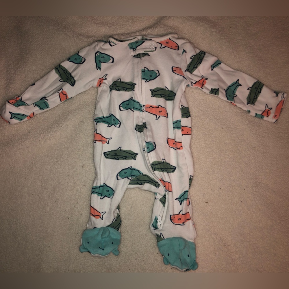 Carters Baby Boy shark 2-way zip up sleep& play onesie